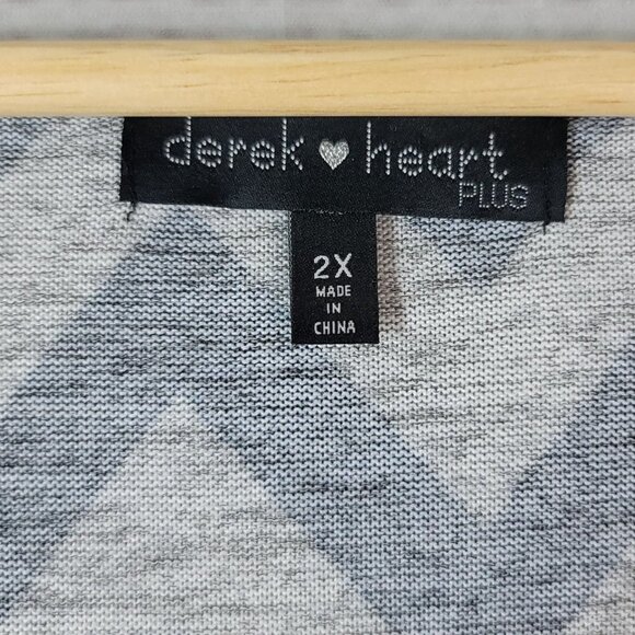 Derek Heart Plus Chevron Dress Black Size 2X Knee Gray Panel Half Sleeve Knit - Picture 5 of 6